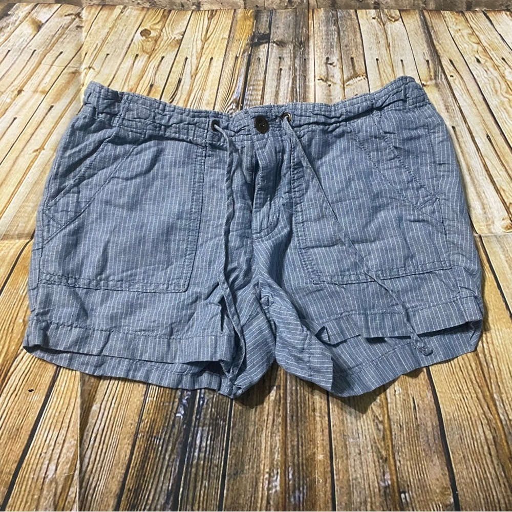Gap Blue Striped Linen Cotton Drawstring Waist Shorts